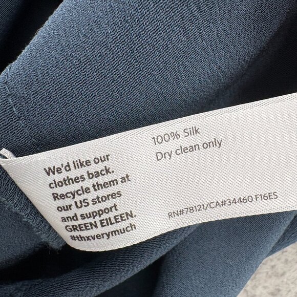 EILEEN FISHER 100% Silk Sleeveless Tunic Tank Blue Size Large - Picture 9 of 10